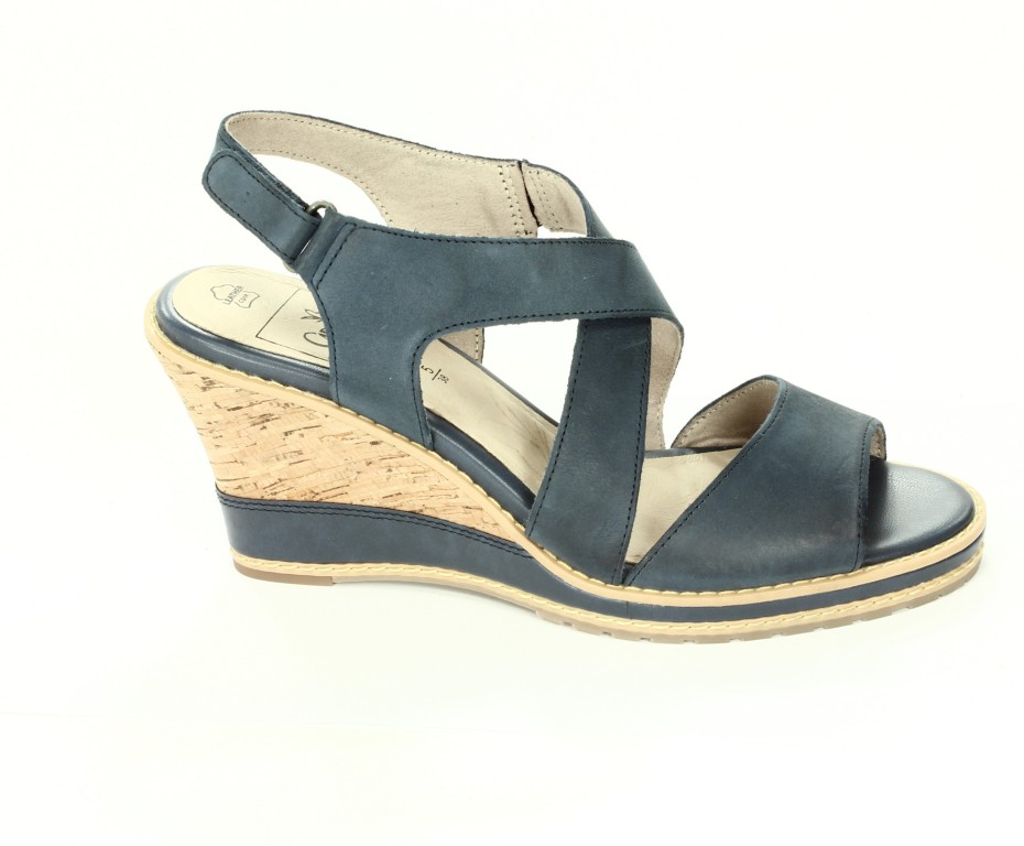 Caprice Sandały Damskie Navy Nubuck 9-28300-20
