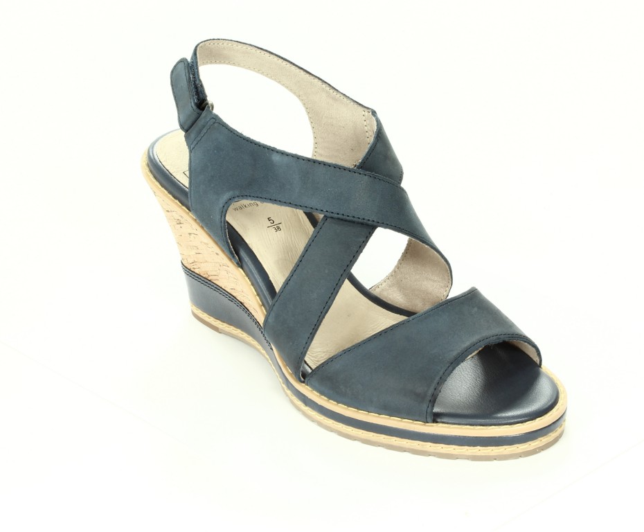 Caprice Sandały Damskie Navy Nubuck 9-28300-20