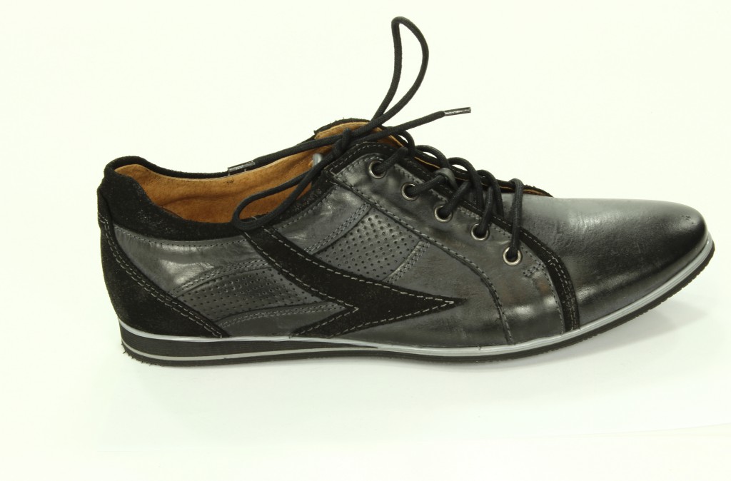 Vostimo Półbuty Męskie Grafit+Czarny 1299-50B+51F