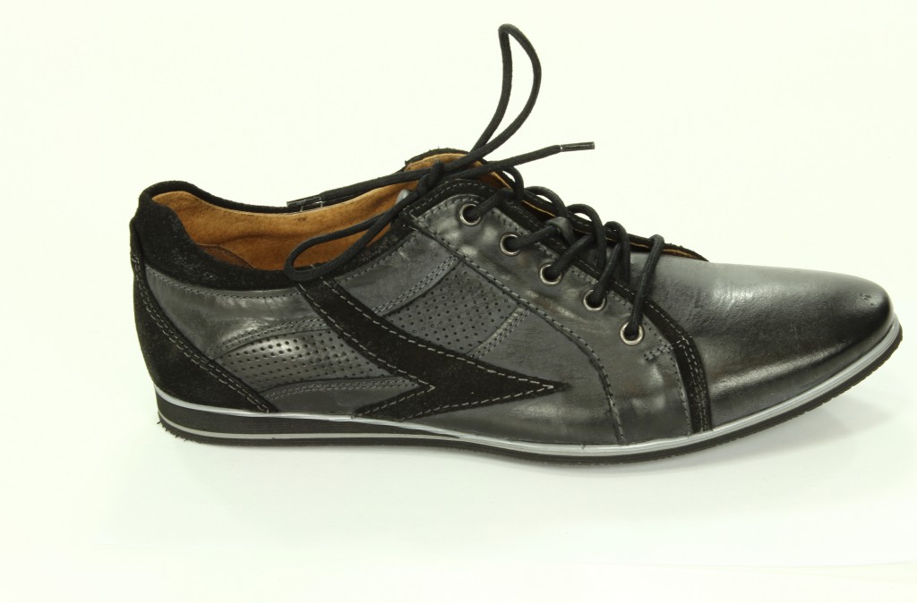 Vostimo Półbuty Męskie Grafit+Czarny 1299-50B+51F