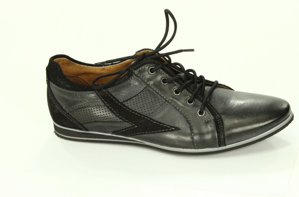 Vostimo Półbuty Męskie Grafit+Czarny 1299-50B+51F