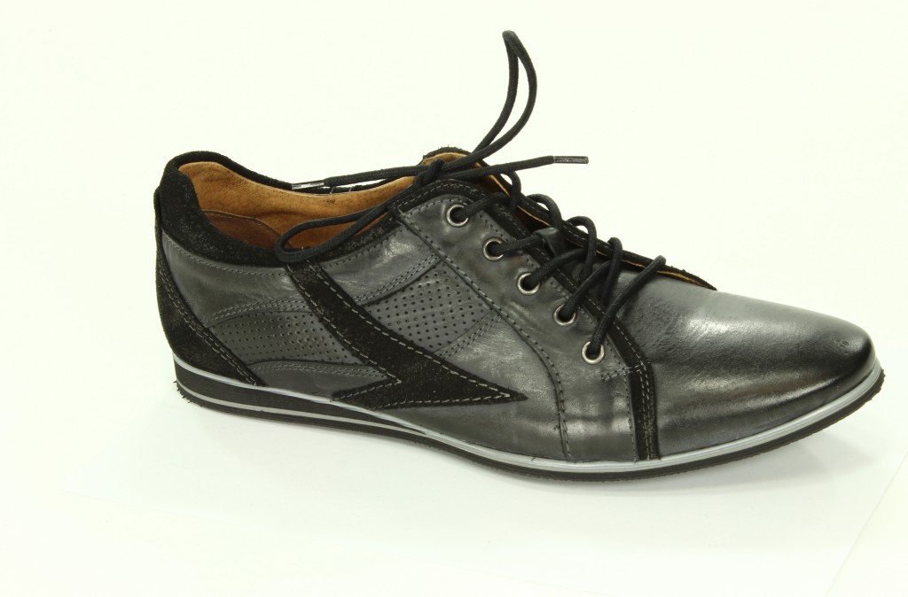 Vostimo Półbuty Męskie Grafit+Czarny 1299-50B+51F