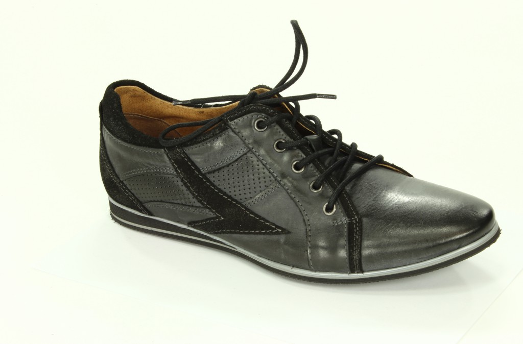 Vostimo Półbuty Męskie Grafit+Czarny 1299-50B+51F