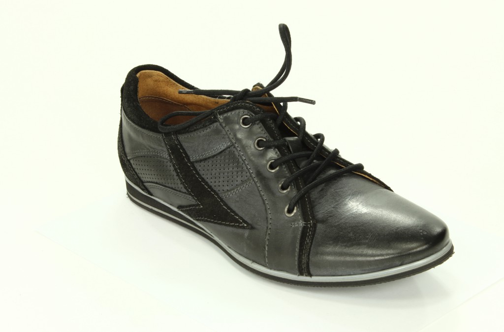 Vostimo Półbuty Męskie Grafit+Czarny 1299-50B+51F