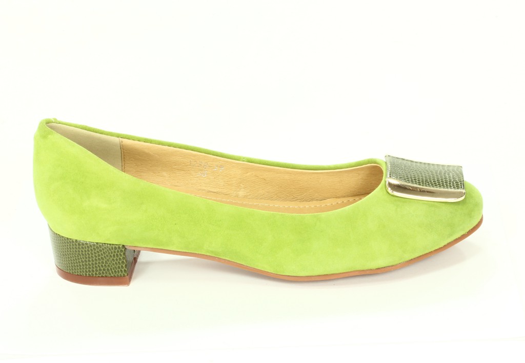 Bayla Baleriny Damskie Green Kid Suede Snake 1238-39