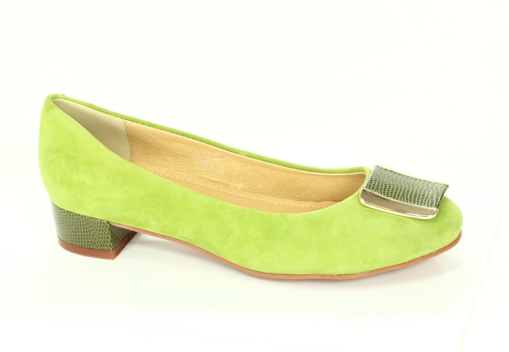 Bayla Baleriny Damskie Green Kid Suede Snake 1238-39
