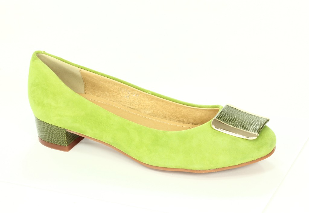 Bayla Baleriny Damskie Green Kid Suede Snake 1238-39