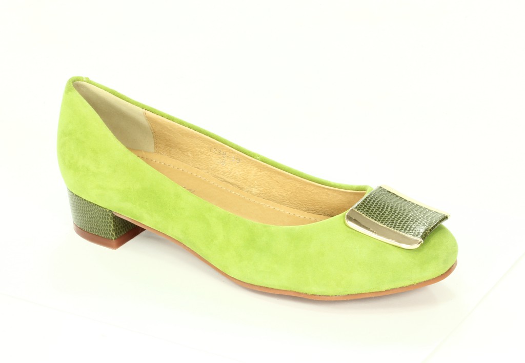 Bayla Baleriny Damskie Green Kid Suede Snake 1238-39