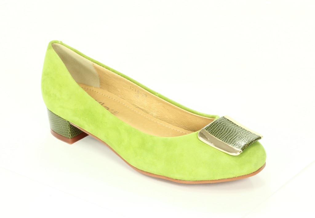 Bayla Baleriny Damskie Green Kid Suede Snake 1238-39