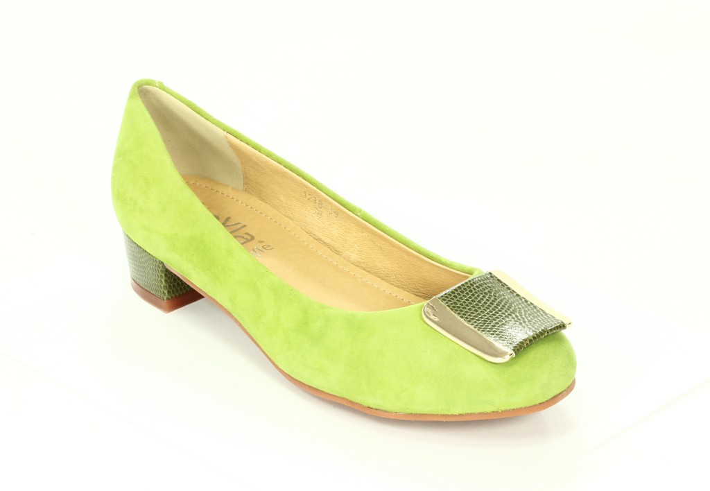 Bayla Baleriny Damskie Green Kid Suede Snake 1238-39