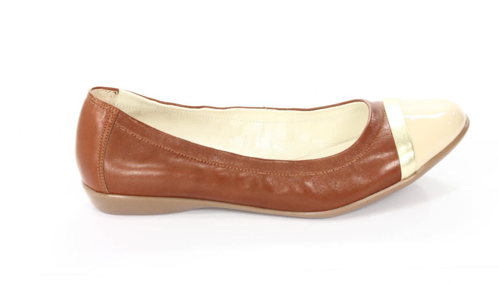 Carsona Baleriny Damskie 139 Comfort Rudy+Beż Lakier