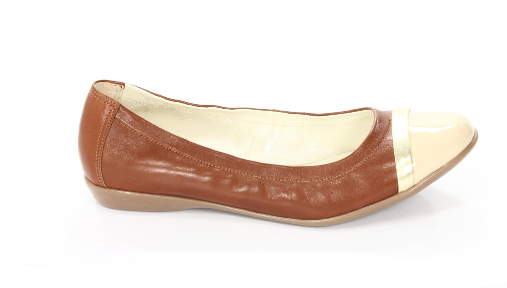 Carsona Baleriny Damskie 139 Comfort Rudy+Beż Lakier