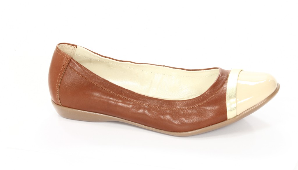 Carsona Baleriny Damskie 139 Comfort Rudy+Beż Lakier