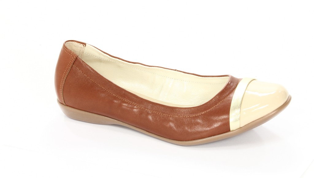 Carsona Baleriny Damskie 139 Comfort Rudy+Beż Lakier