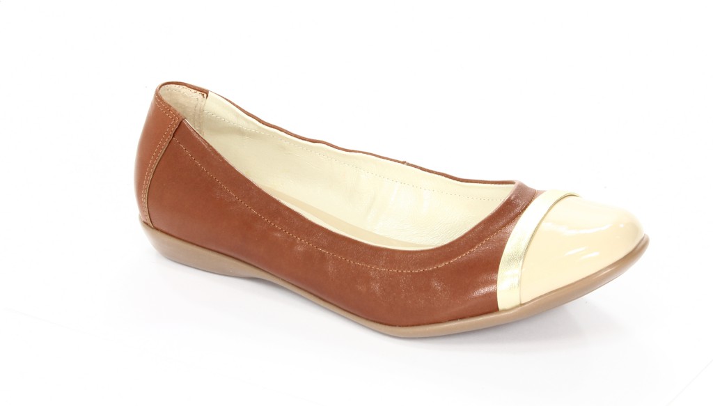 Carsona Baleriny Damskie 139 Comfort Rudy+Beż Lakier