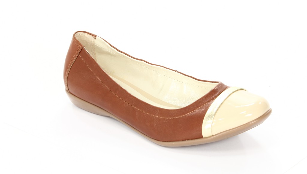 Carsona Baleriny Damskie 139 Comfort Rudy+Beż Lakier