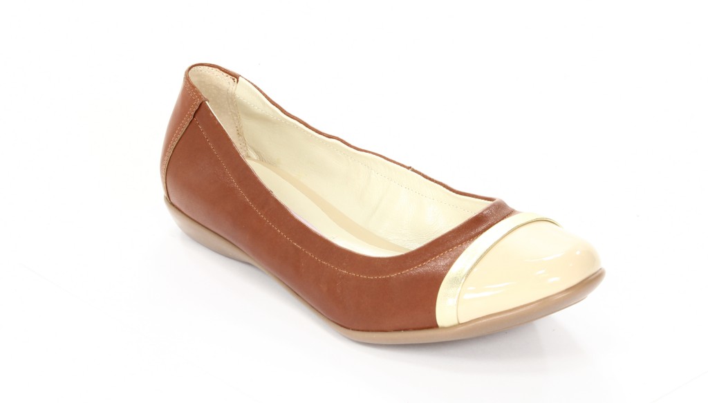Carsona Baleriny Damskie 139 Comfort Rudy+Beż Lakier