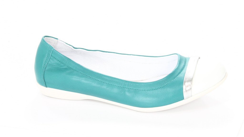 Carsona Baleriny Damskie 139 Comfort Turkus+Biały Lakier