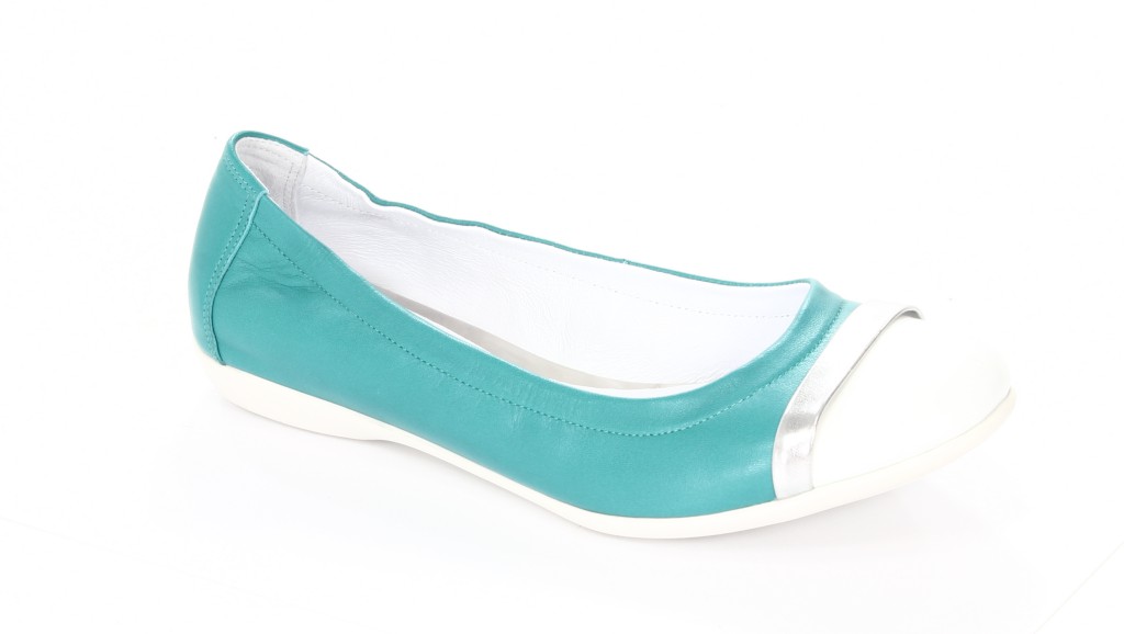 Carsona Baleriny Damskie 139 Comfort Turkus+Biały Lakier