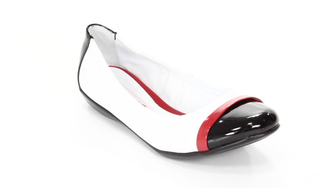 Carsona Baleriny Damskie 139 Comfort Biały+Czarny Lakier 