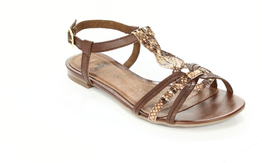 Caprice Sandały Damskie 9-28100-20 Camel/Snake C. 