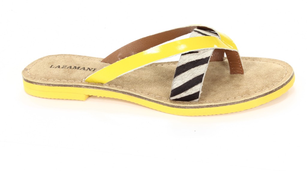 Lazamani Klapki Damskie 11,017 Yellow/Zebra 