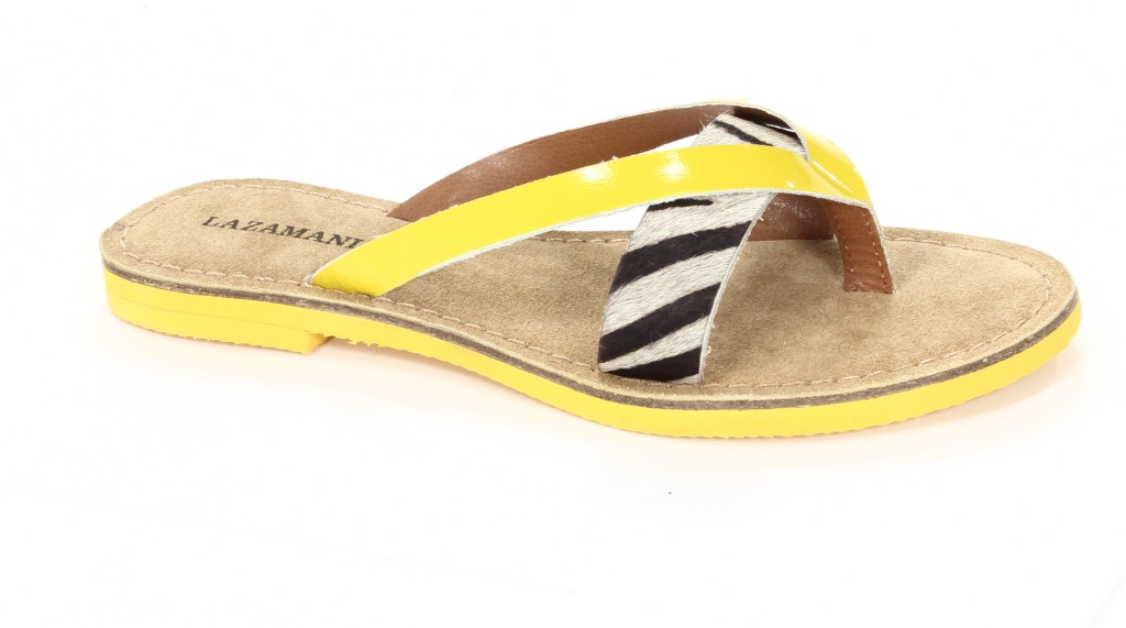Lazamani Klapki Damskie 11,017 Yellow/Zebra 
