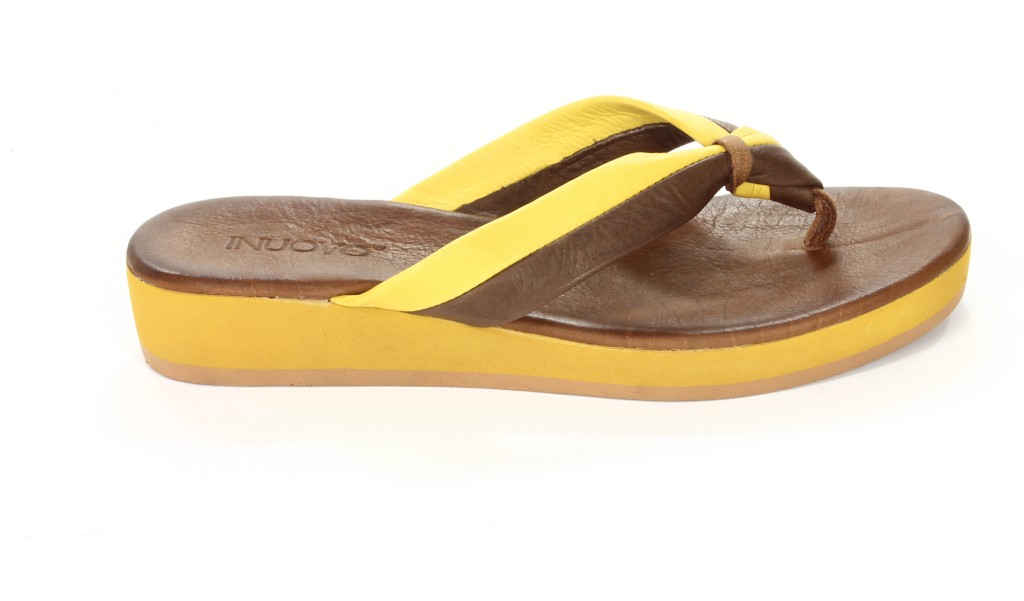 Inuovo Klapki Damskie OP1846 Dark Brown-Yellow 