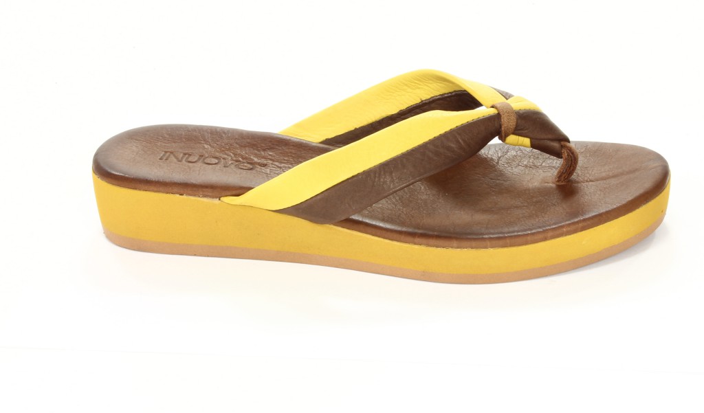 Inuovo Klapki Damskie OP1846 Dark Brown-Yellow 