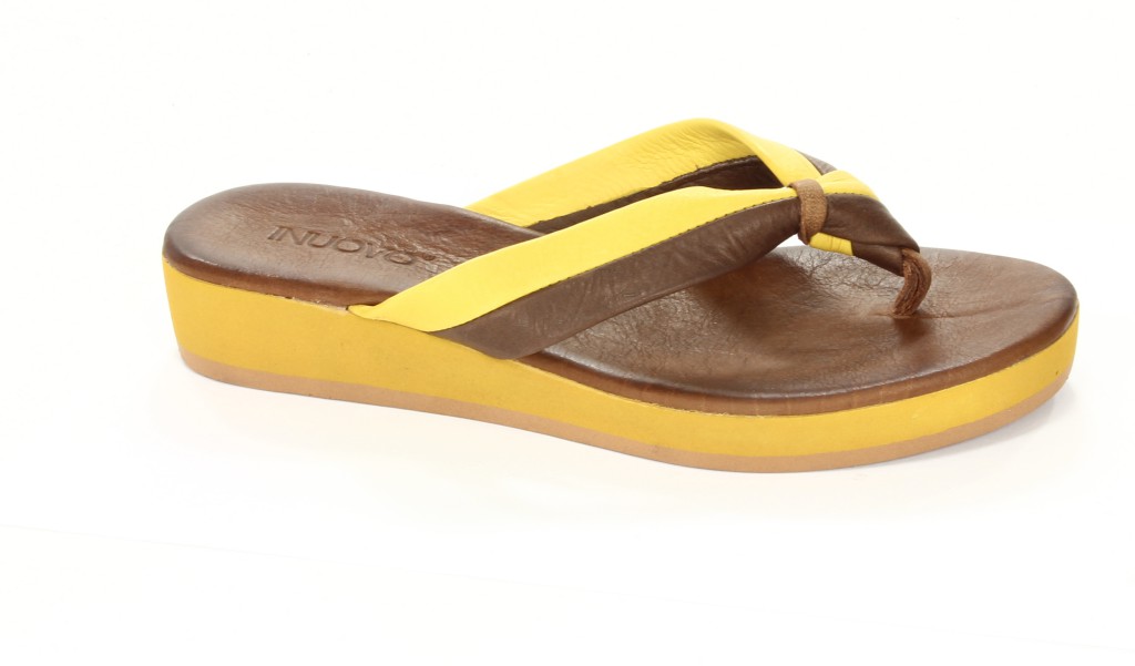 Inuovo Klapki Damskie OP1846 Dark Brown-Yellow 