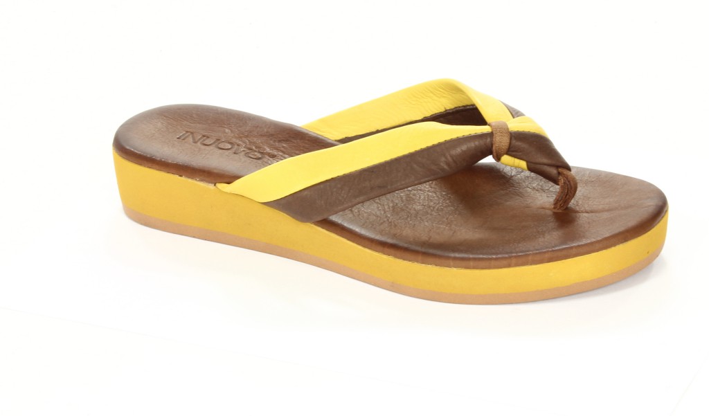 Inuovo Klapki Damskie OP1846 Dark Brown-Yellow 
