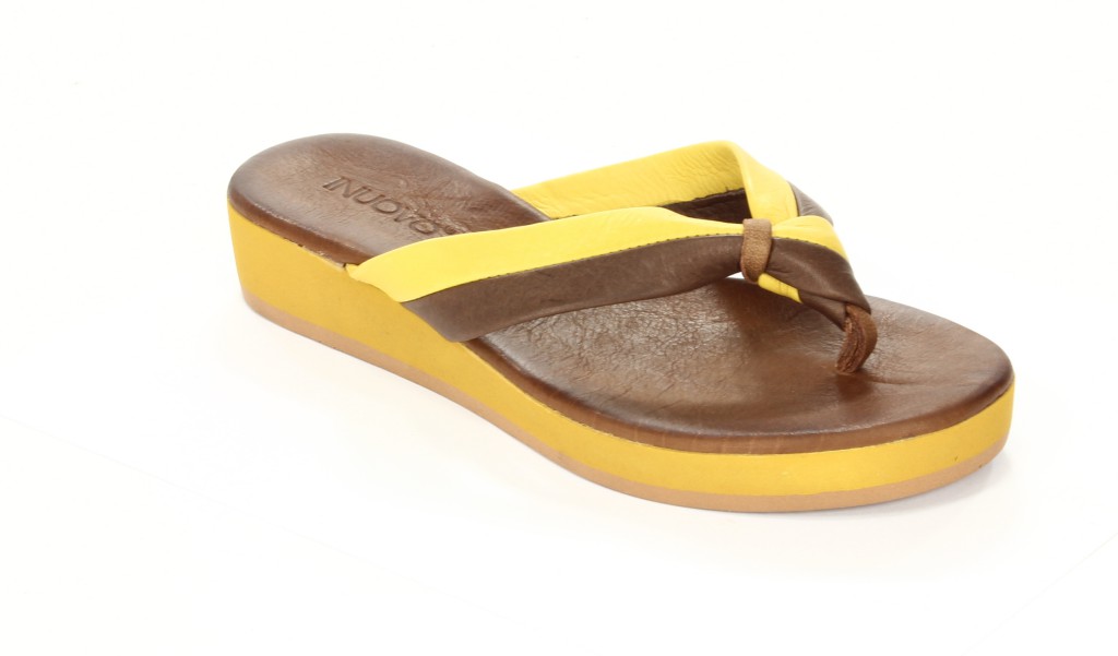 Inuovo Klapki Damskie OP1846 Dark Brown-Yellow 
