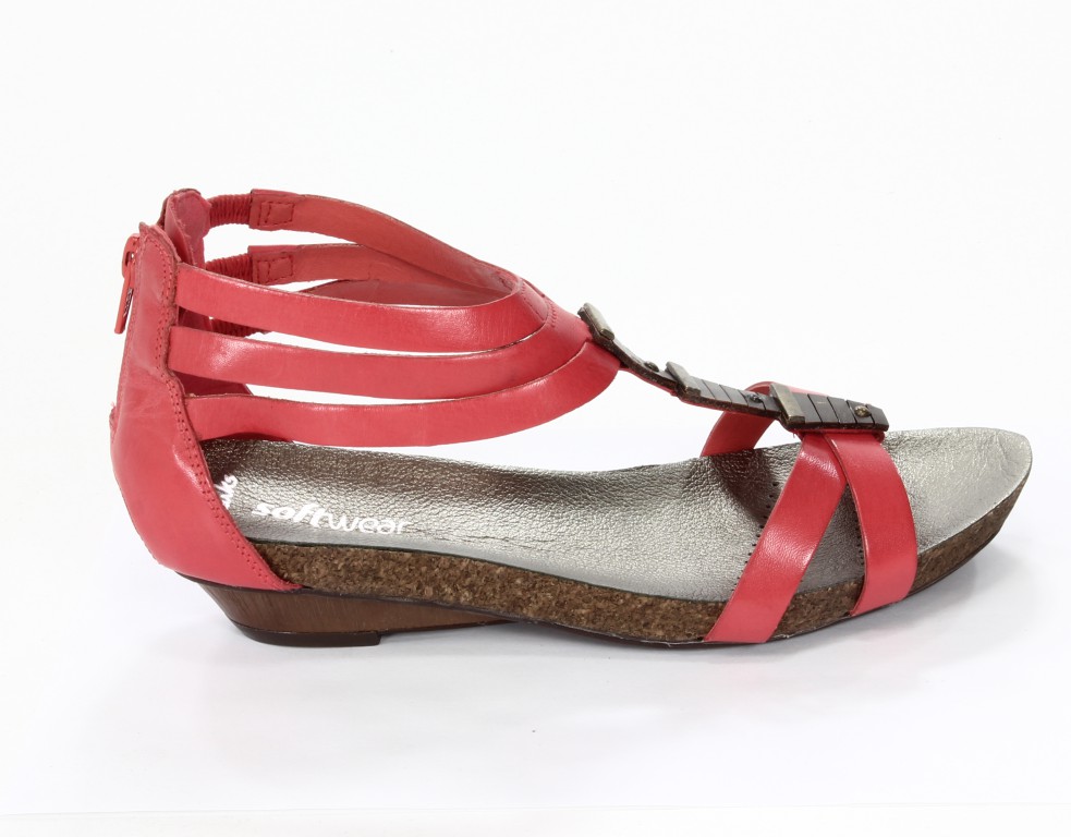 Clarks Sandały Damskie 20350137 4 050 Olivia Flame Coral Leather 