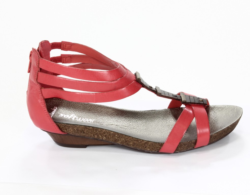 Clarks Sandały Damskie 20350137 4 050 Olivia Flame Coral Leather 