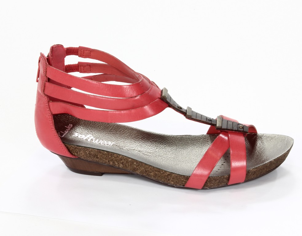 Clarks Sandały Damskie 20350137 4 050 Olivia Flame Coral Leather 
