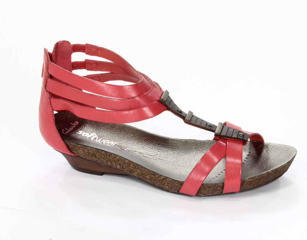 Clarks Sandały Damskie 20350137 4 050 Olivia Flame Coral Leather 