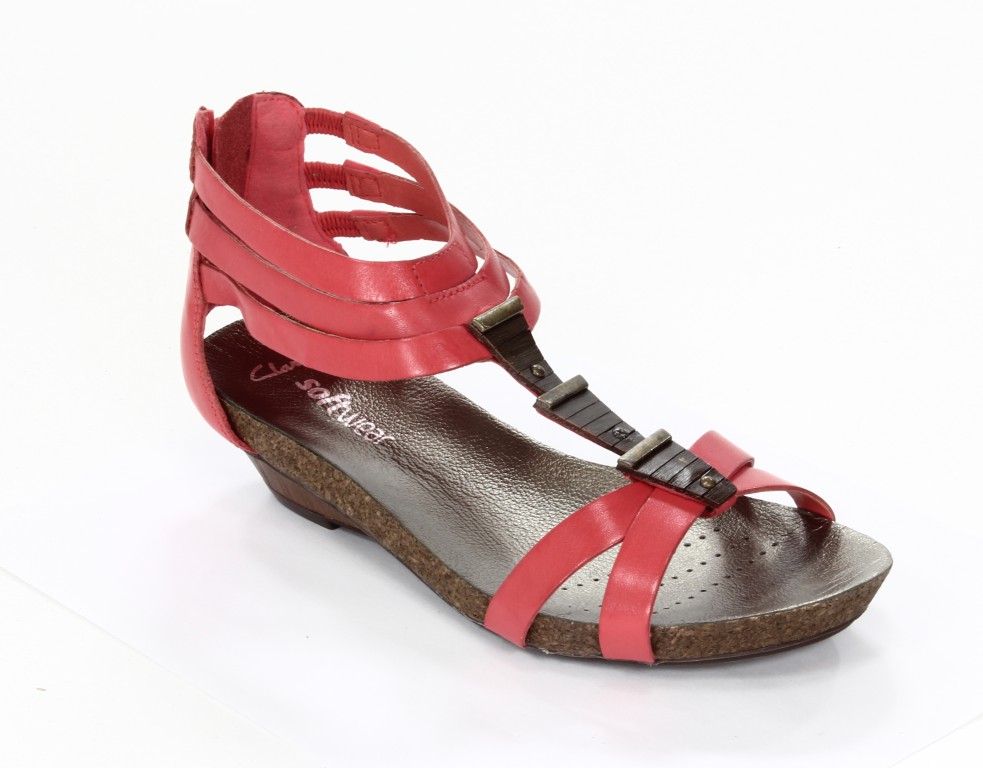 Clarks Sandały Damskie 20350137 4 050 Olivia Flame Coral Leather 