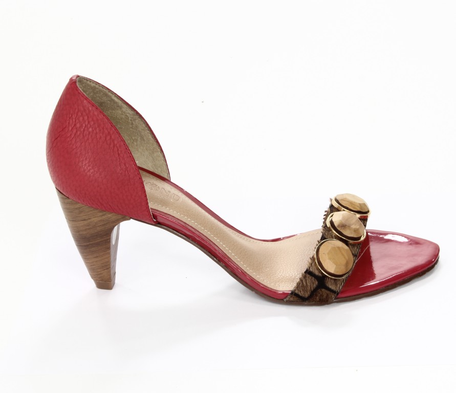 Dumond Sandały Damskie 4103892 Pony Croco/Capra Rust Natural/Veludo Inv2010