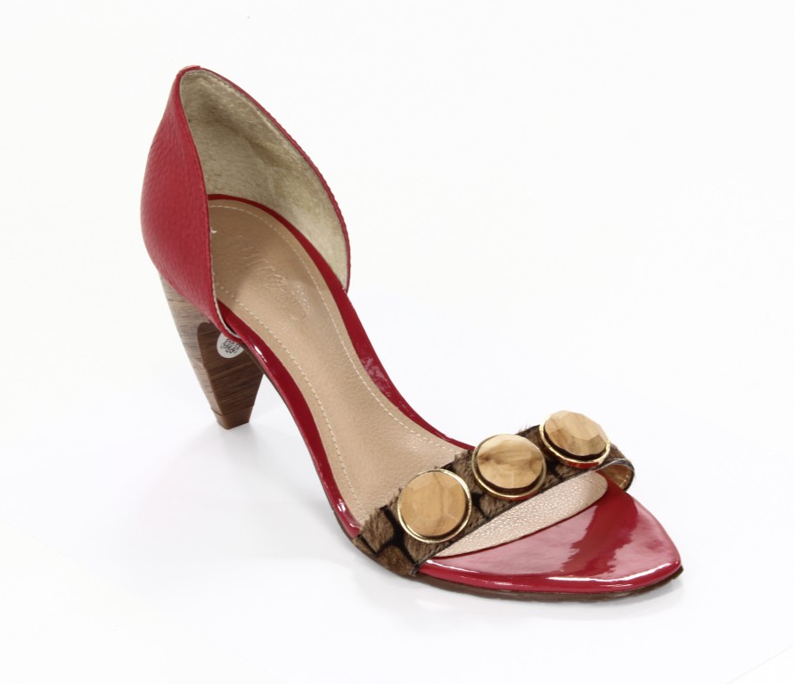 Dumond Sandały Damskie 4103892 Pony Croco/Capra Rust Natural/Veludo Inv2010