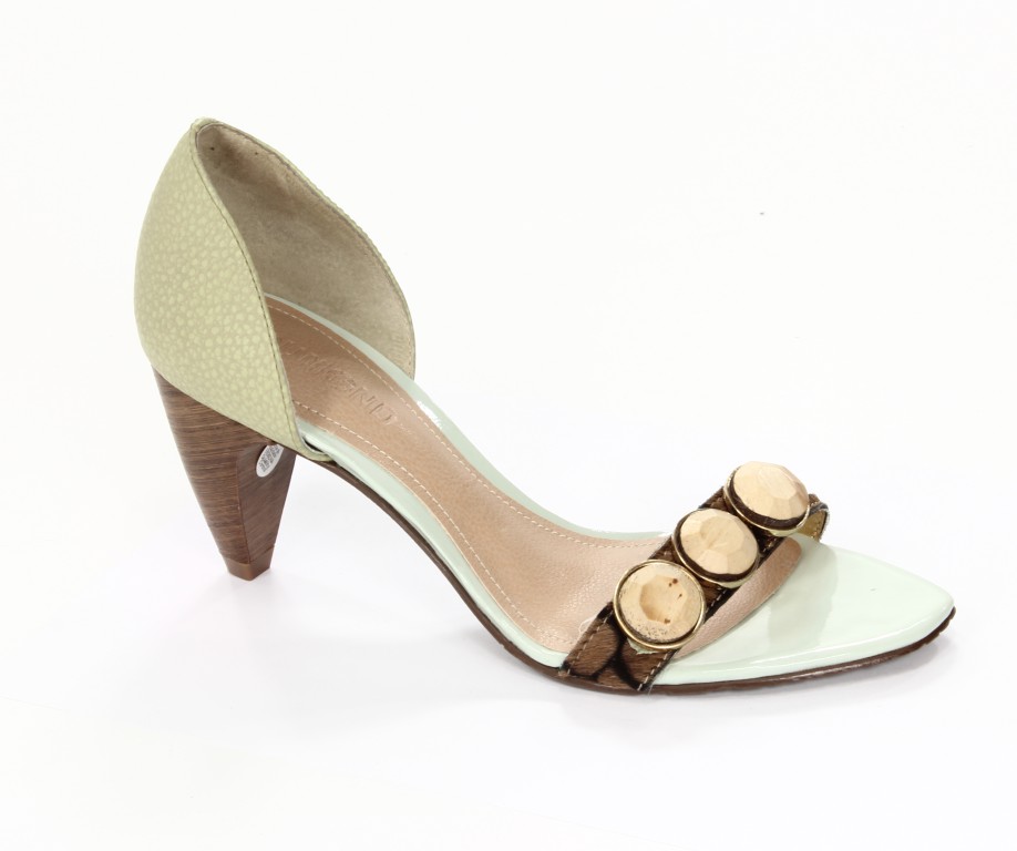 Dumond Sandały Damskie 4103892 Pony Croco/Capra Rustico Natural/Folha 