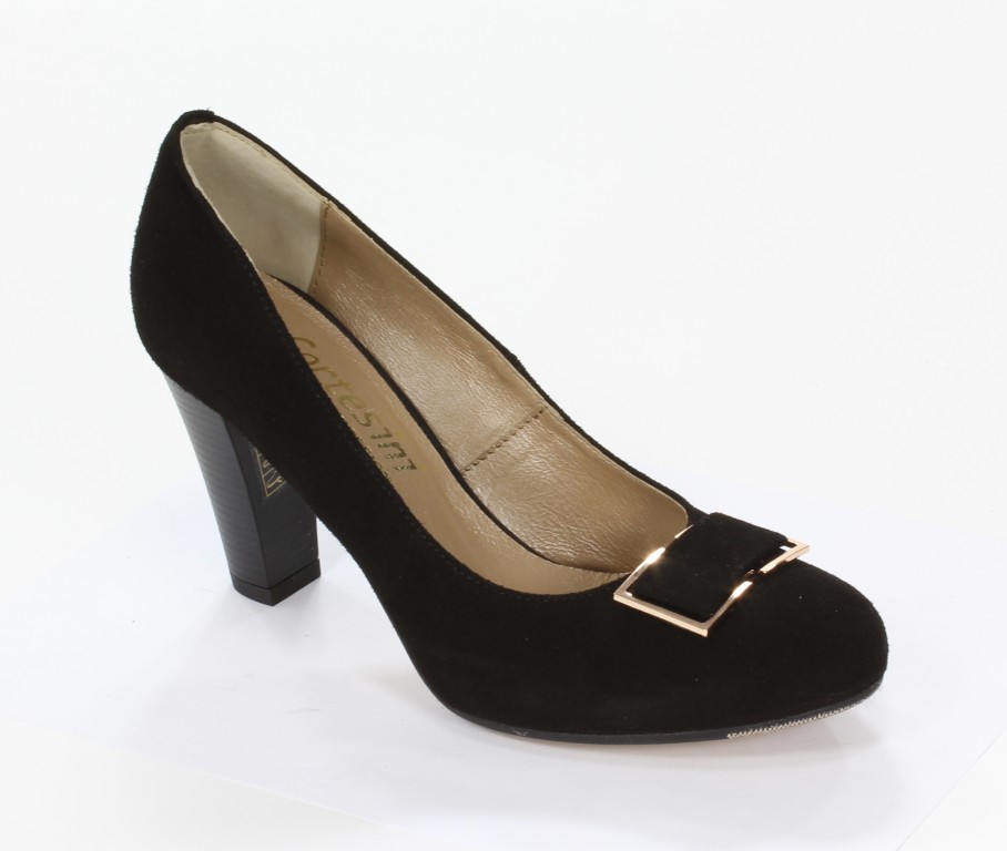 Cortesini Czółenka 707/4 Czarny/Zamsz