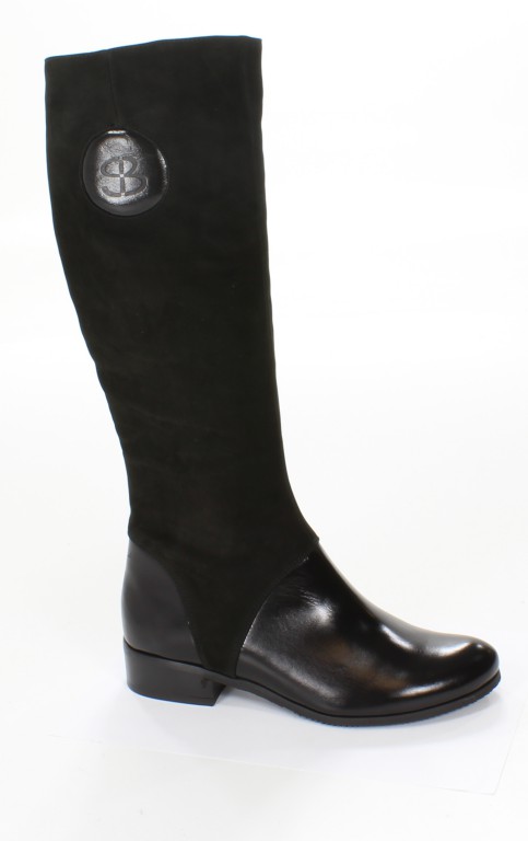 Stifbut Kozaki K-1203 Czarna Skóra + Nubuk 