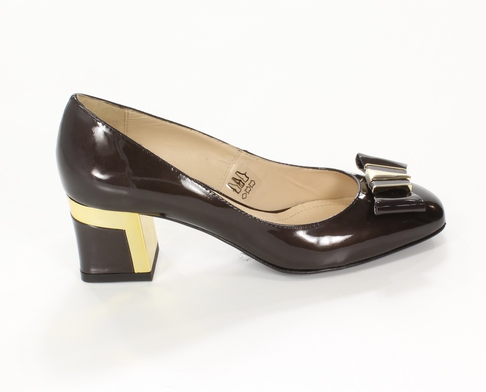 Conhpol-Bis Czółenka B-2191/1 nero/1225/ORO 