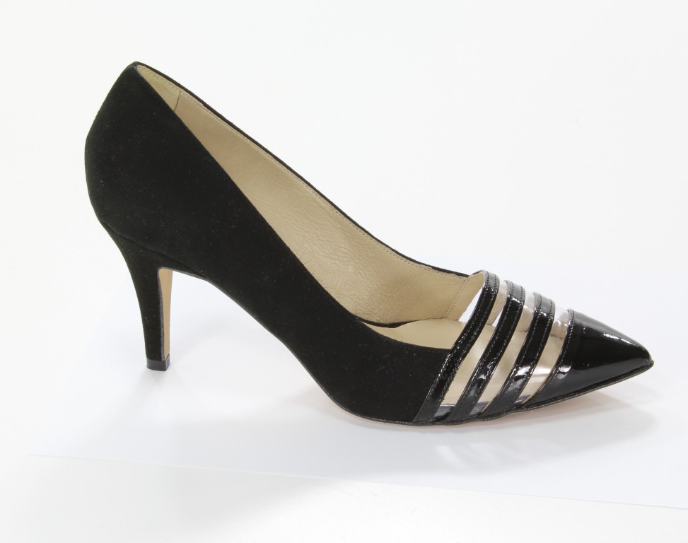 Lizard Czółenka 3051-105-B-70 Czarny Lakier/Czarny Zamsz