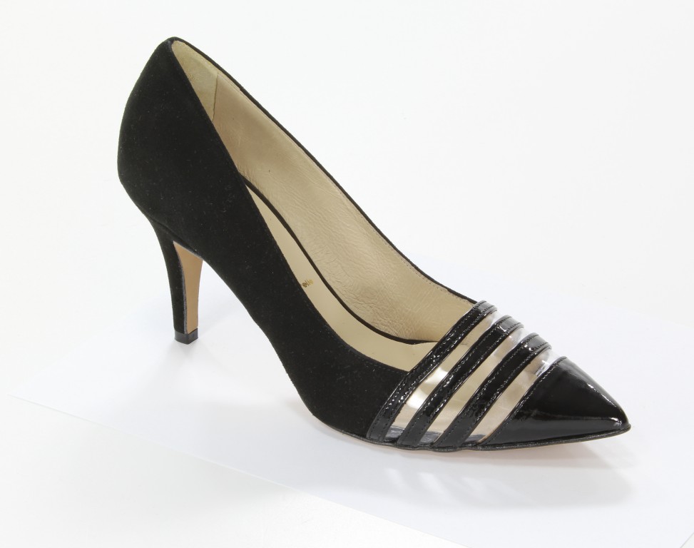 Lizard Czółenka 3051-105-B-70 Czarny Lakier/Czarny Zamsz