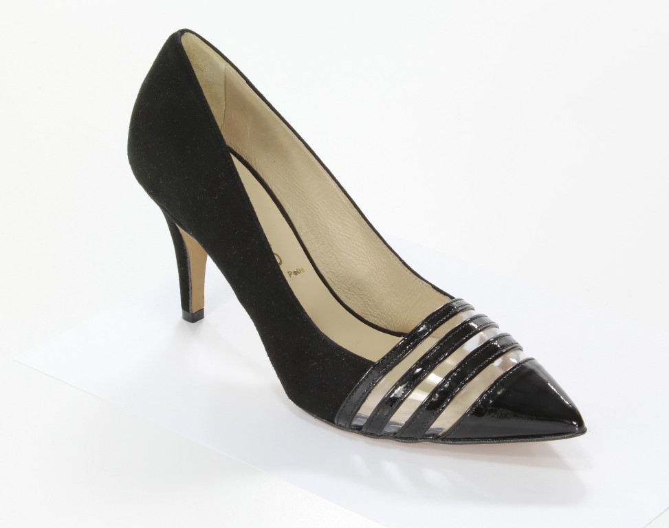 Lizard Czółenka 3051-105-B-70 Czarny Lakier/Czarny Zamsz