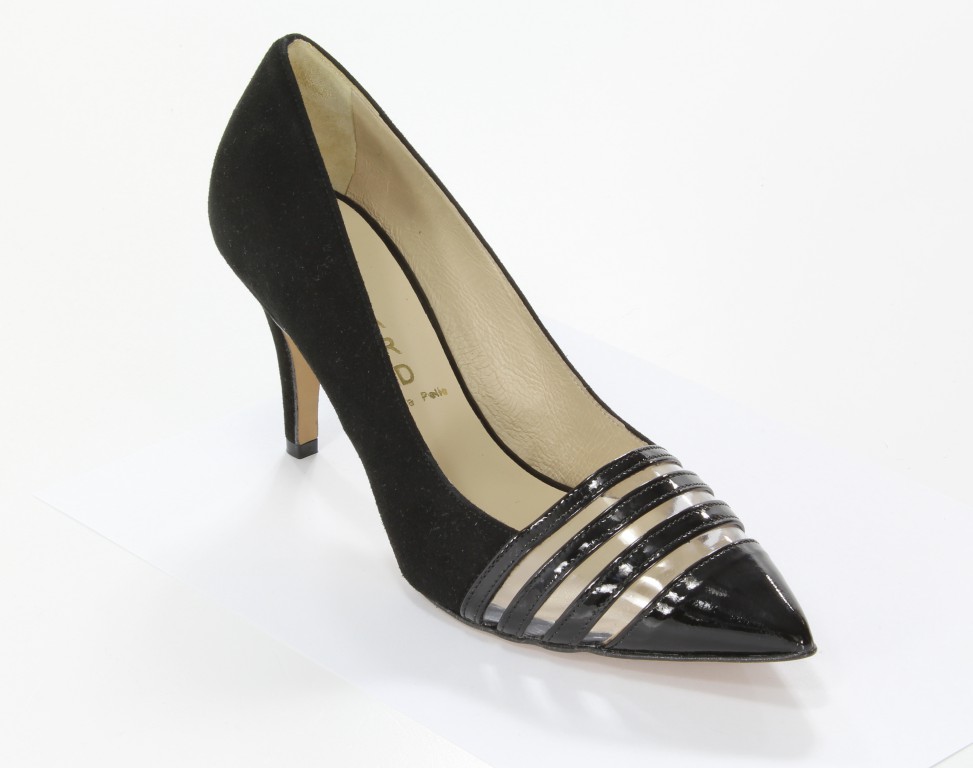 Lizard Czółenka 3051-105-B-70 Czarny Lakier/Czarny Zamsz