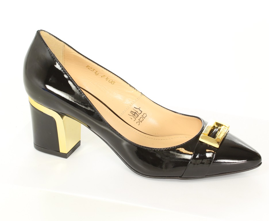 Conhpol-Bis Czółenka B-2314 Nero/27/ORO 