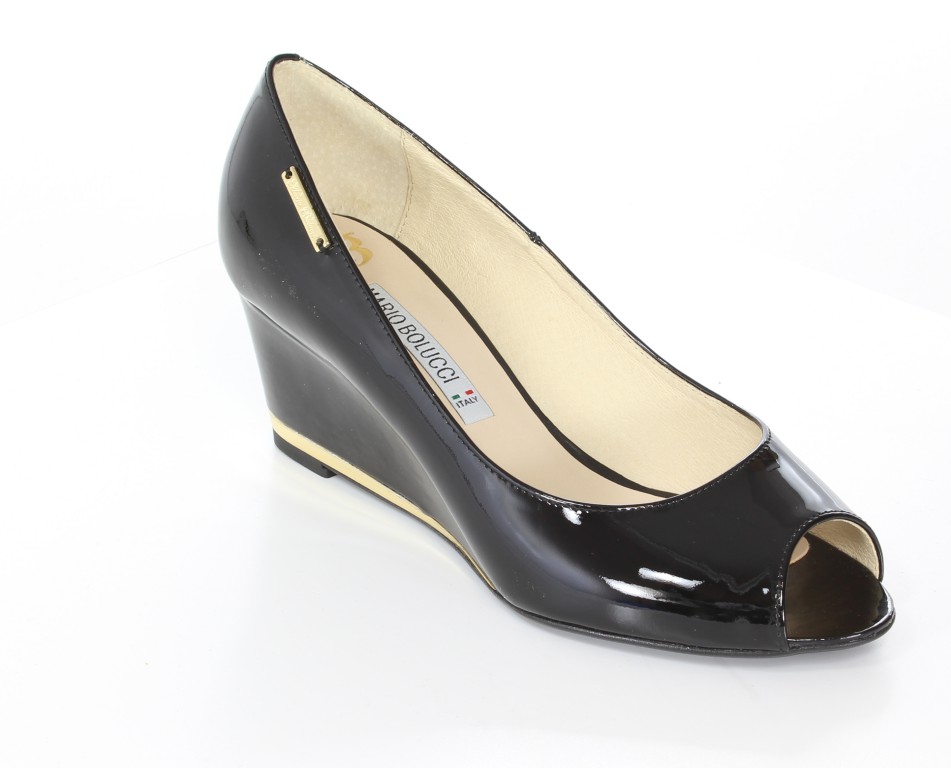 Mario Bolucci Czółenka 1405-YR02 Czarny-Lakier 