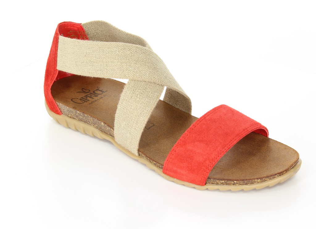 Caprice Sandały 9-28680-22 Red Suede/Beige